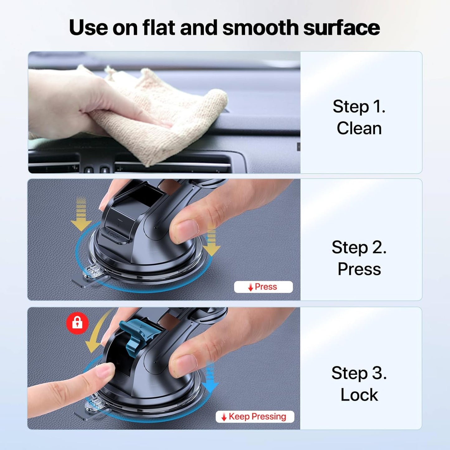 Phone Holders for Your Car, Multifunctional Car Phone Holder with Suction Cup Base, Hands Free Universal Cell Phone Car Mount, Automobile Phone Mount Car for Iphone Android Smartphones(Base)
