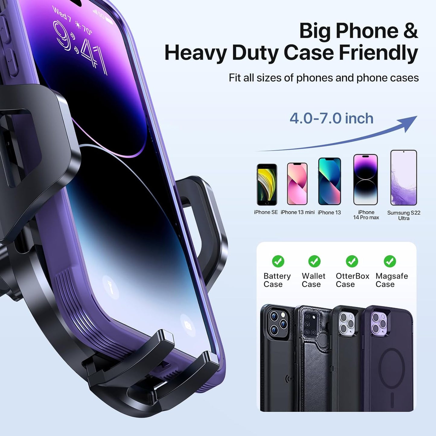 Phone Holders for Your Car, Multifunctional Car Phone Holder with Suction Cup Base, Hands Free Universal Cell Phone Car Mount, Automobile Phone Mount Car for Iphone Android Smartphones(Base)