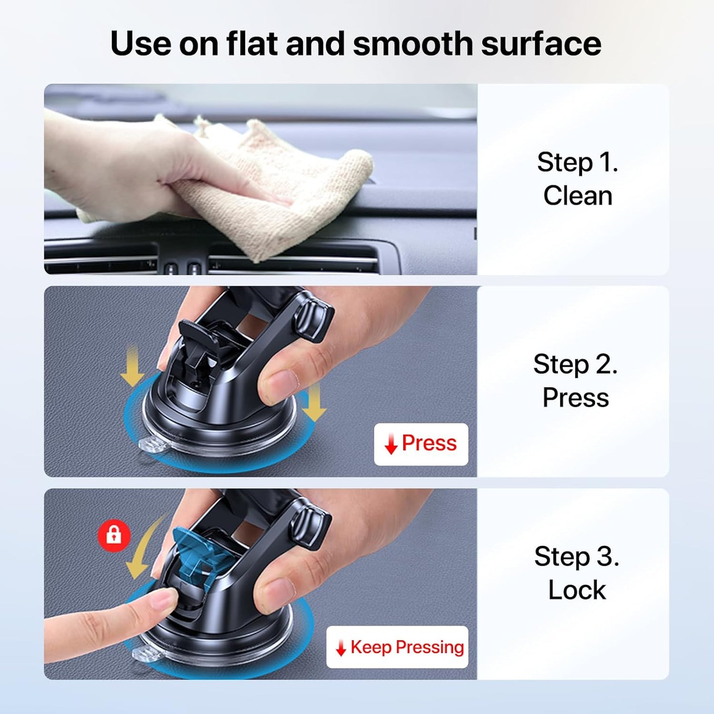 Phone Holders for Your Car, Multifunctional Car Phone Holder with Suction Cup Base, Hands Free Universal Cell Phone Car Mount, Automobile Phone Mount Car for Iphone Android Smartphones(Base)