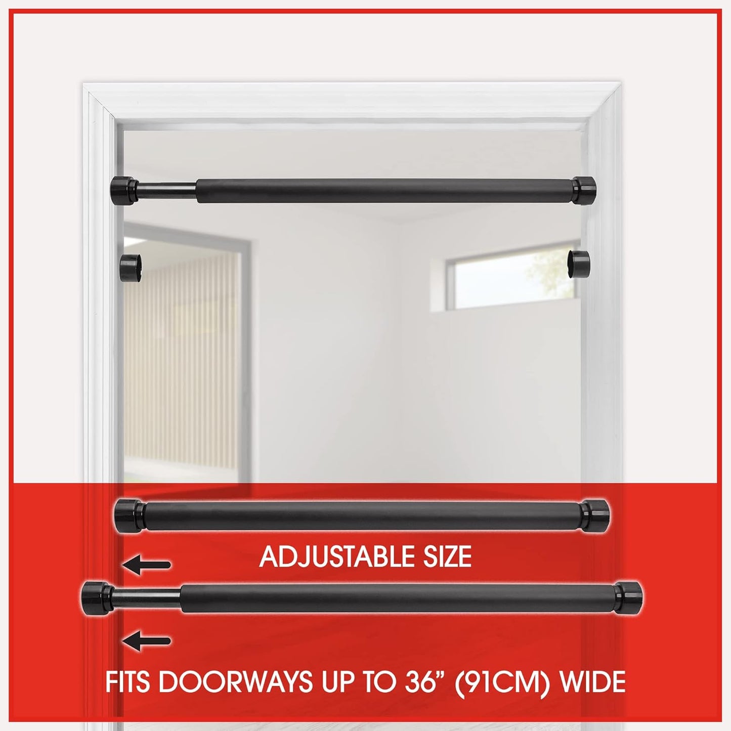 Fitness Foam Covered Chinning & Sit-Up Bar - Fit Doorways up to 36", Adjustable, Easy Installation, Holds up to 220 Lbs