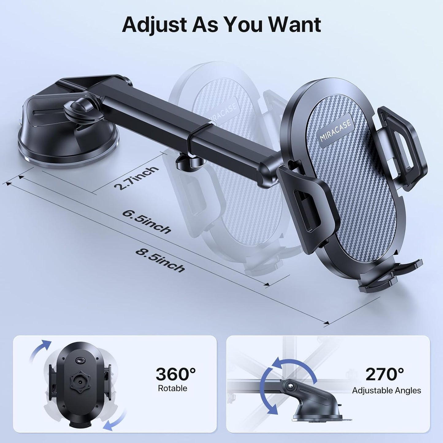 Phone Holders for Your Car, Multifunctional Car Phone Holder with Suction Cup Base, Hands Free Universal Cell Phone Car Mount, Automobile Phone Mount Car for Iphone Android Smartphones(Base)