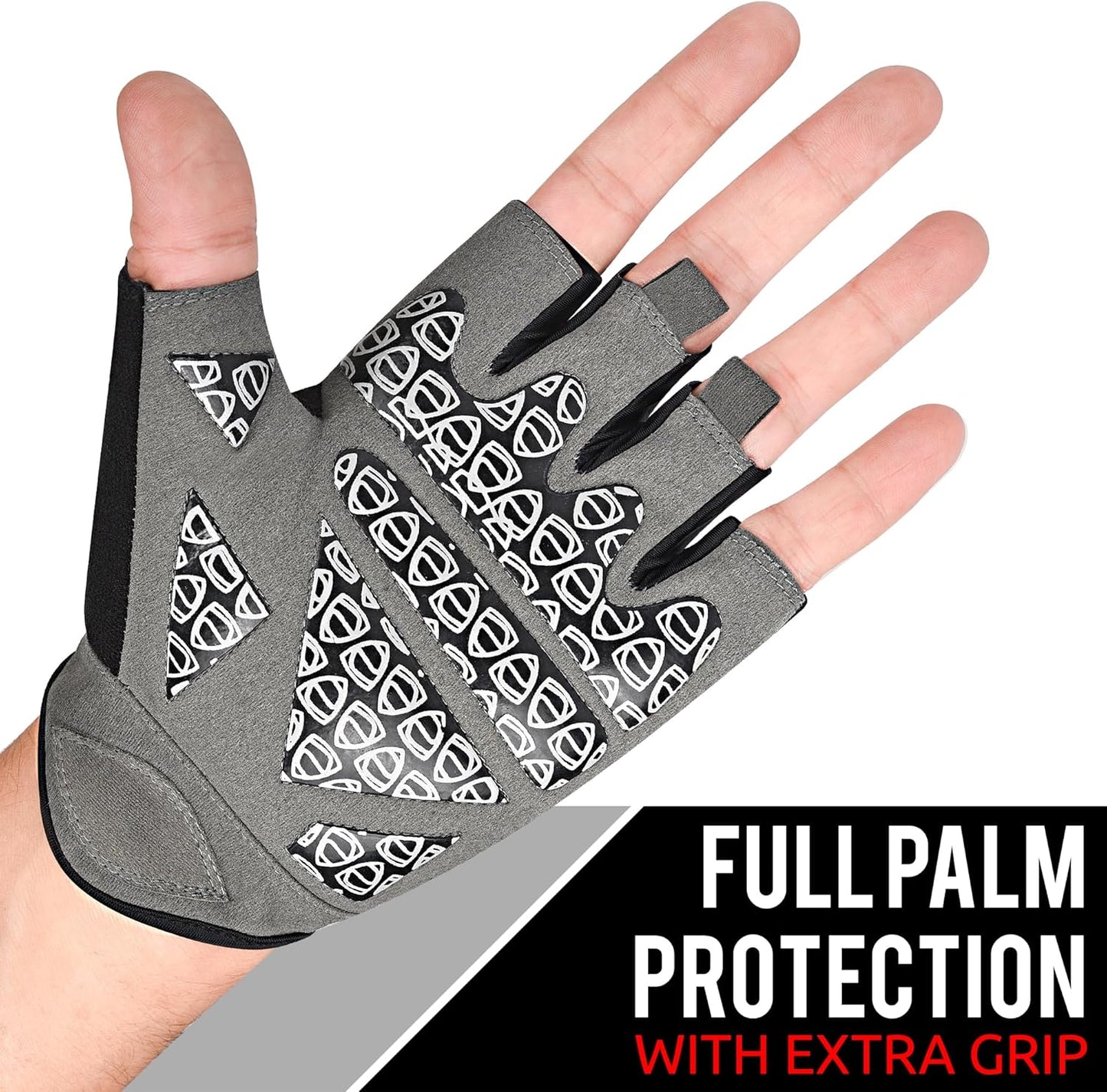 Breathable Weight Lifting Gym Workout Gloves with Extra Grip for Men & Women, Exercise Gloves with Full Palm Protection, Removal with Durable Closure, for Weightlifting, Cycling