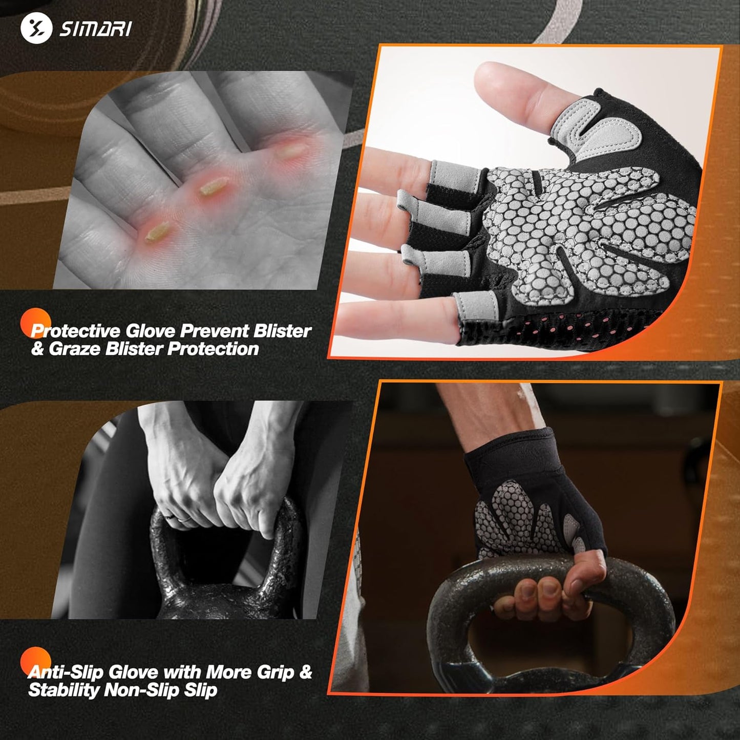 Breathable Weight Lifting Gloves for Men and Women - Padded Grip, Full Palm Protection for Gym Training, Cycling, Crossfit, and Climbing