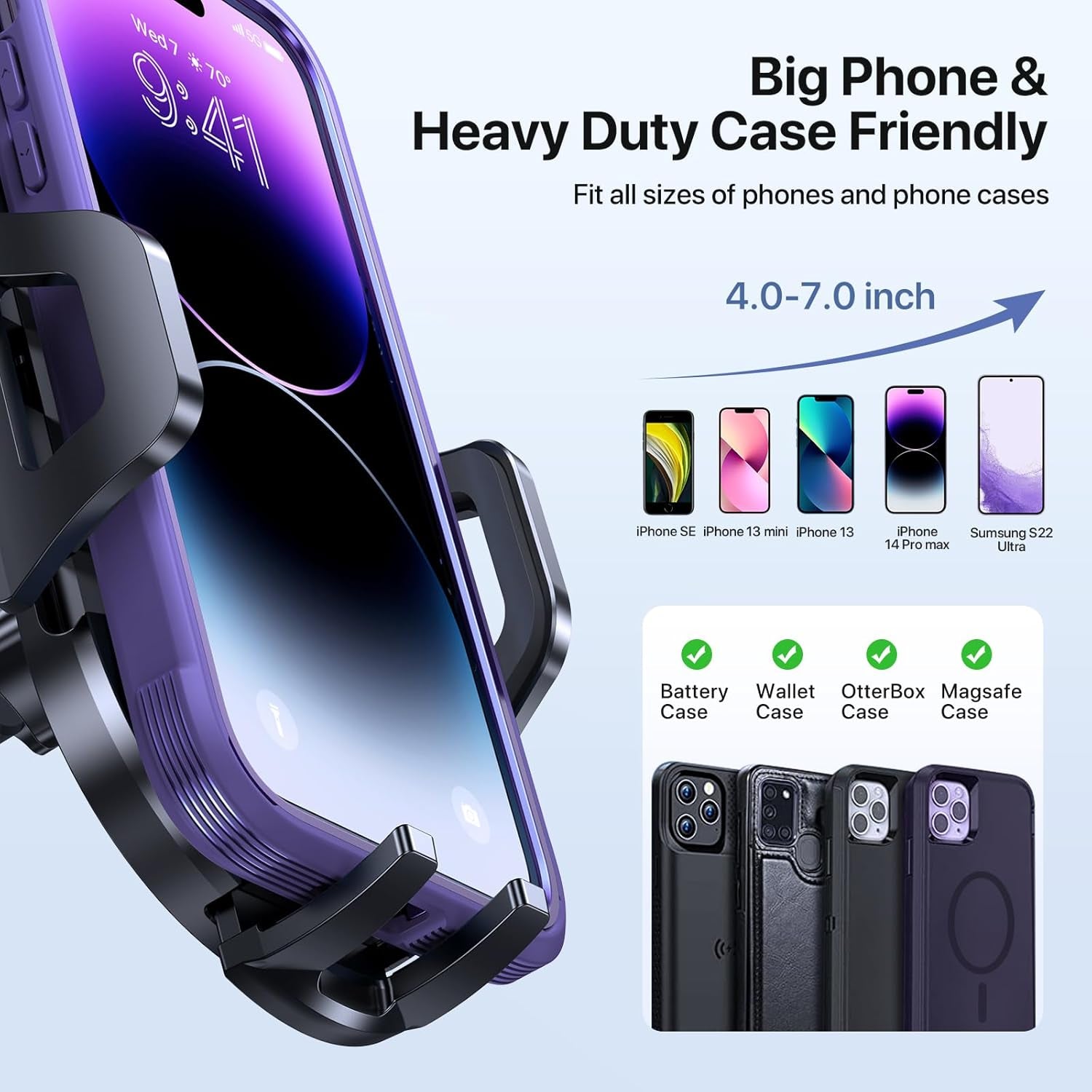 Phone Holders for Your Car, Multifunctional Car Phone Holder with Suction Cup Base, Hands Free Universal Cell Phone Car Mount, Automobile Phone Mount Car for Iphone Android Smartphones(Base)