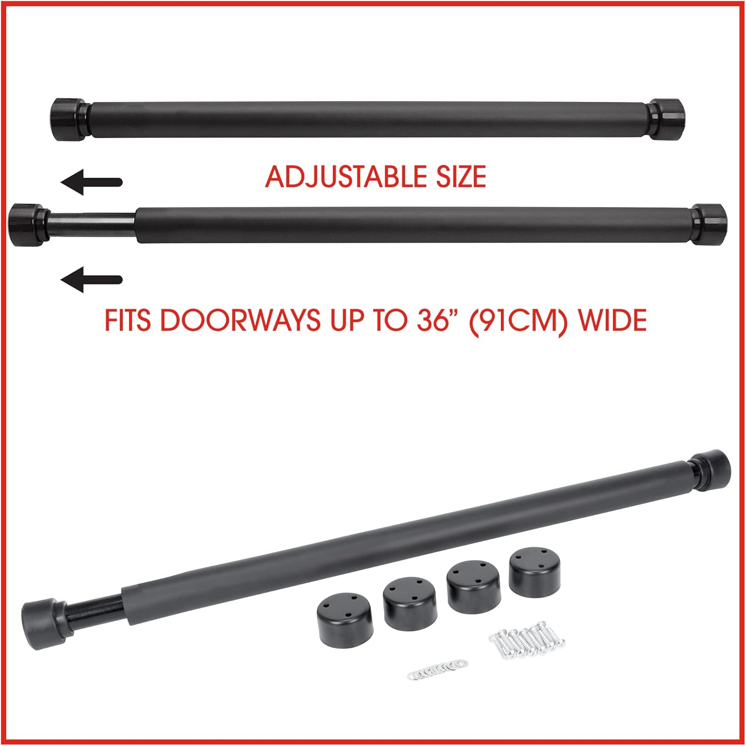 Fitness Foam Covered Chinning & Sit-Up Bar - Fit Doorways up to 36", Adjustable, Easy Installation, Holds up to 220 Lbs
