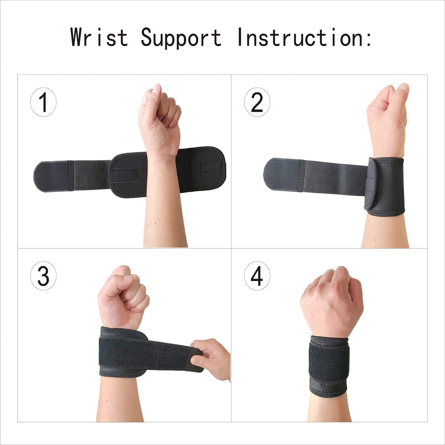 Wrist Compression Strap Support for Fitness, Weightlifting, Tendonitis, Carpal Tunnel Arthritis, Wrist Pain Relief - 2 Pack
