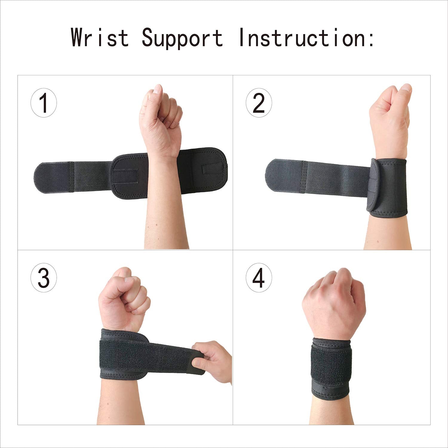 Wrist Compression Strap Support for Fitness, Weightlifting, Tendonitis, Carpal Tunnel Arthritis, Wrist Pain Relief - 2 Pack