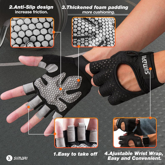 Breathable Weight Lifting Gloves for Men and Women - Padded Grip, Full Palm Protection for Gym Training, Cycling, Crossfit, and Climbing